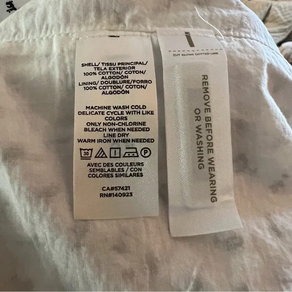 Loft White Eyelet 100% Cotton Ruffle Sleeve Dress White and Black - Picture 5 of 5